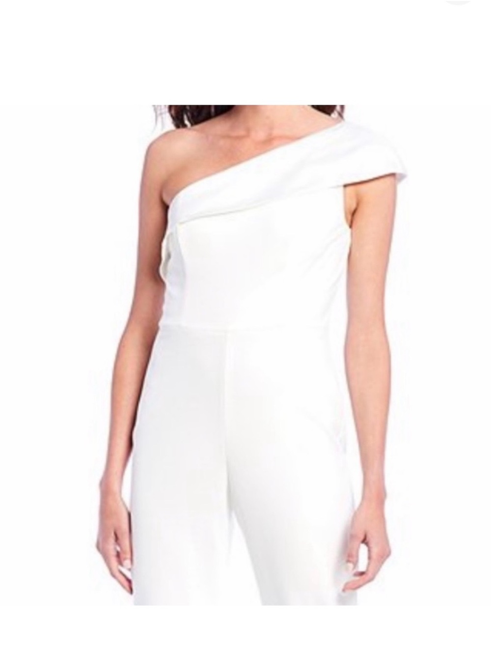 Adrianna Papell One-Shoulder White Jumpsuit